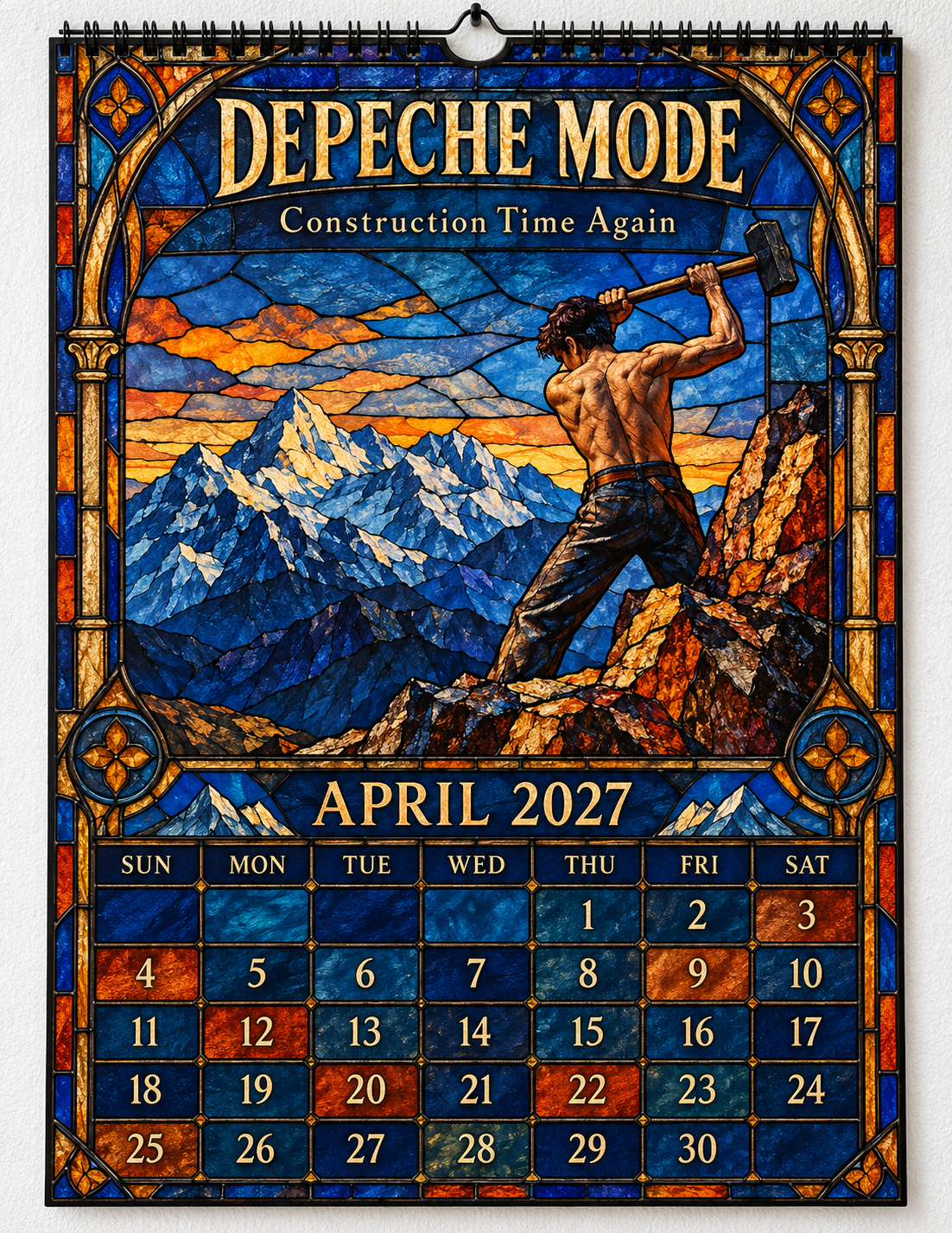 Depeche Mode Album Covers Stained Glass Wall Calendar - 2027 Synth-Pop Legends Collector's Edition - Perfect Gift for Rock Fans