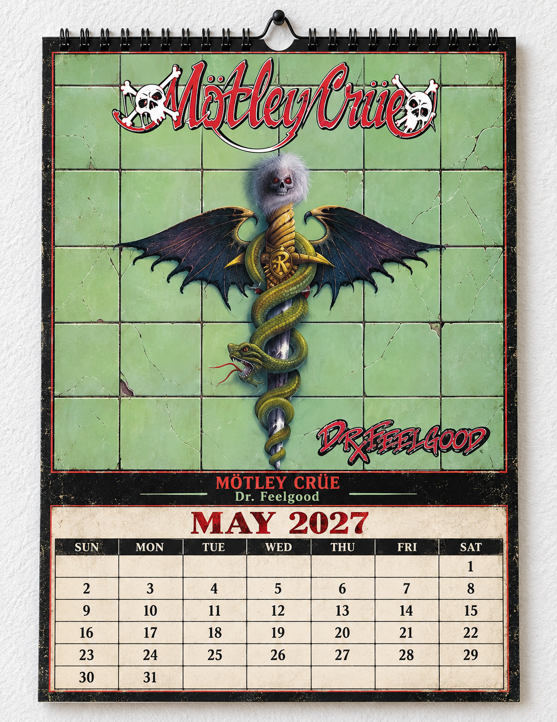 2027 Mötley Crüe Album Covers Wall Calendar - Spiral Bound Vintage Glam Metal Collector's Calendar - Unique Christmas Stocking Stuffer & Birthday Gift