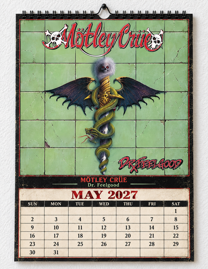 2027 Mötley Crüe Album Covers Wall Calendar - Spiral Bound Vintage Glam Metal Collector's Calendar - Unique Christmas Stocking Stuffer & Birthday Gift
