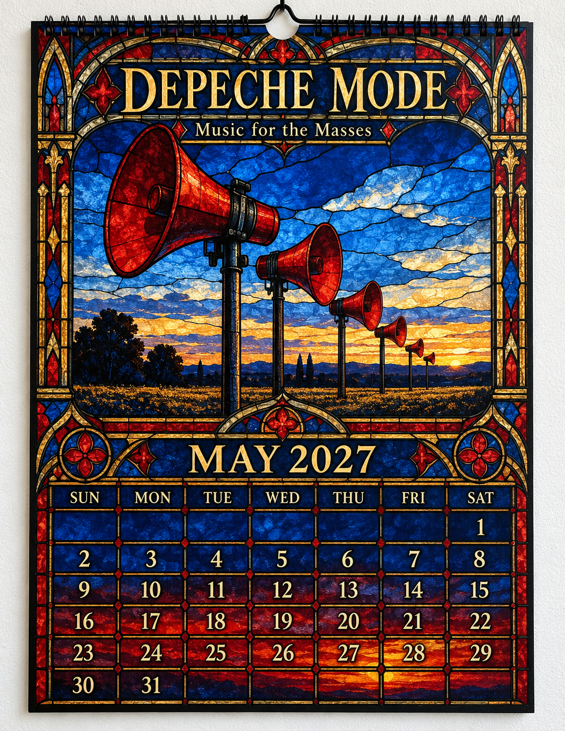 Depeche Mode Album Covers Stained Glass Wall Calendar - 2027 Synth-Pop Legends Collector's Edition - Perfect Gift for Rock Fans