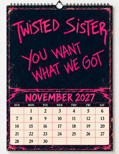 2027 Twisted Sister Album Covers Wall Calendar - Spiral Bound Vintage Heavy Metal Collector's Calendar - Unique Christmas Stocking Stuffer & Birthday Gift