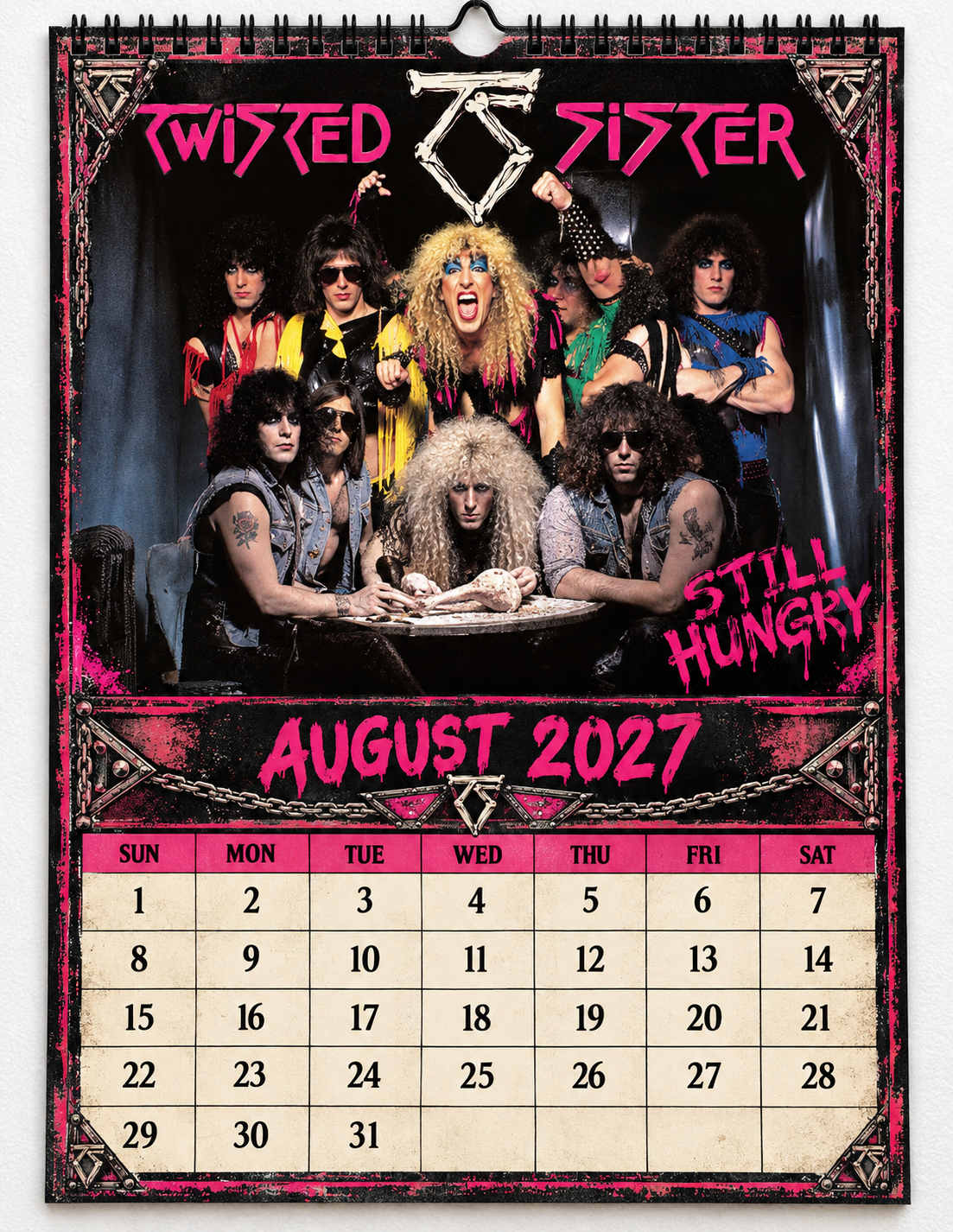 2027 Twisted Sister Album Covers Wall Calendar - Spiral Bound Vintage Heavy Metal Collector's Calendar - Unique Christmas Stocking Stuffer & Birthday Gift