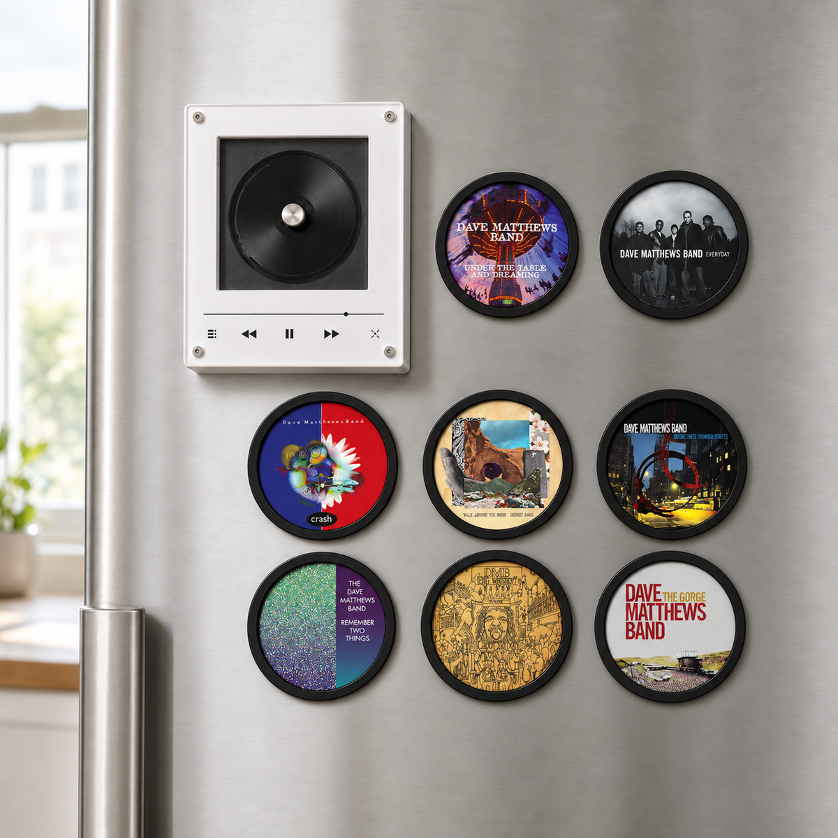 Dave Matthews Band MagTune Music Player - Retro Mini Vinyl Record Disc Player Style Night Light with Interchangeable Album Art Coasters & USB Cable