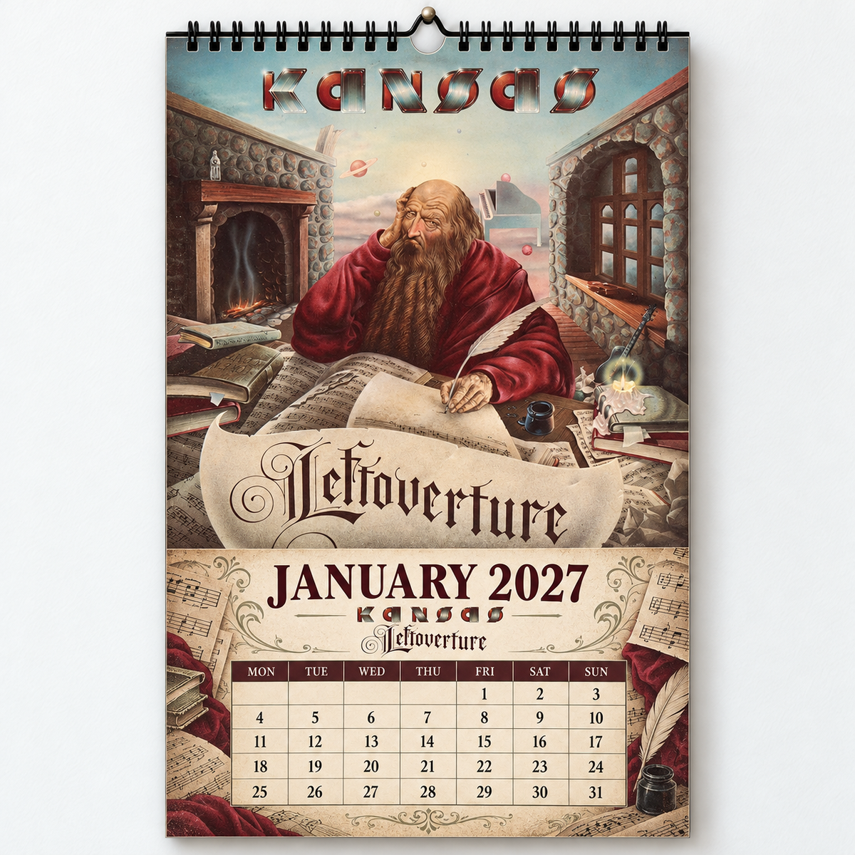 Kansas 2027 Wall Calendar - Album Cover Collage & Prog Rock Discography Art | Premium Classic Rock Fan Gift & Hanging Decor
