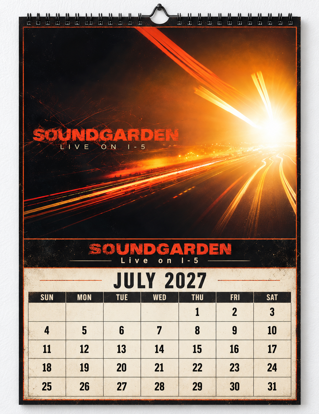 2027 Soundgarden Album Covers Wall Calendar - Spiral Bound Vintage Alternative Metal Collector's Calendar - Unique Christmas Stocking Stuffer & Birthday Gift