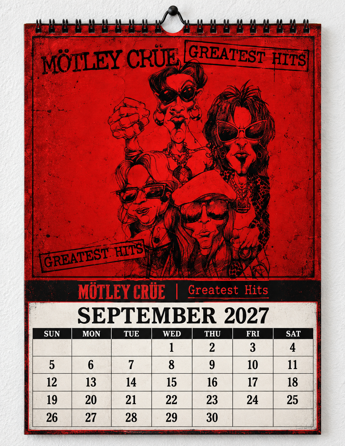 2027 Mötley Crüe Album Covers Wall Calendar - Spiral Bound Vintage Glam Metal Collector's Calendar - Unique Christmas Stocking Stuffer & Birthday Gift