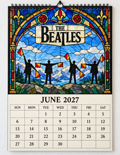 The Beatles 2027 Stained Glass Calendar – Vintage Beatles Wall Calendar, Music Lover Gift