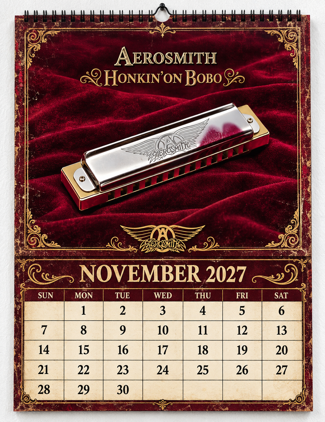 2027 Aerosmith Album Covers Wall Calendar - Spiral Bound Vintage Hard Rock Collector's Calendar - Unique Christmas Stocking Stuffer & Birthday Gift