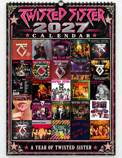 2027 Twisted Sister Album Covers Wall Calendar - Spiral Bound Vintage Heavy Metal Collector's Calendar - Unique Christmas Stocking Stuffer & Birthday Gift