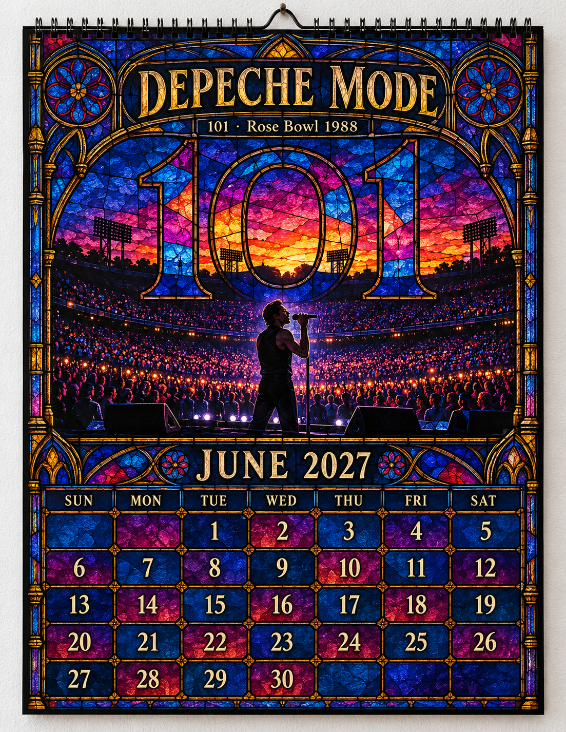Depeche Mode Album Covers Stained Glass Wall Calendar - 2027 Synth-Pop Legends Collector's Edition - Perfect Gift for Rock Fans