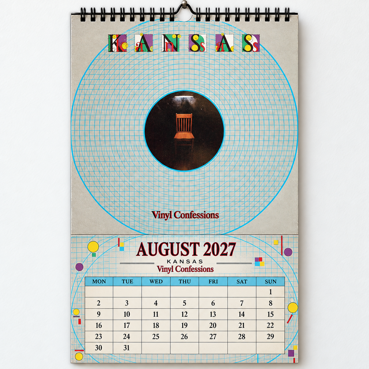 Kansas 2027 Wall Calendar - Album Cover Collage & Prog Rock Discography Art | Premium Classic Rock Fan Gift & Hanging Decor