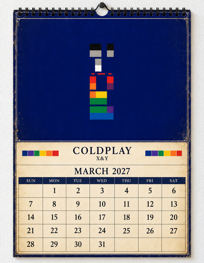2027 Coldplay Album Covers Wall Calendar - Spiral Bound Vintage Alternative Rock Collector's Calendar - Unique Christmas Stocking Stuffer & Birthday Gift