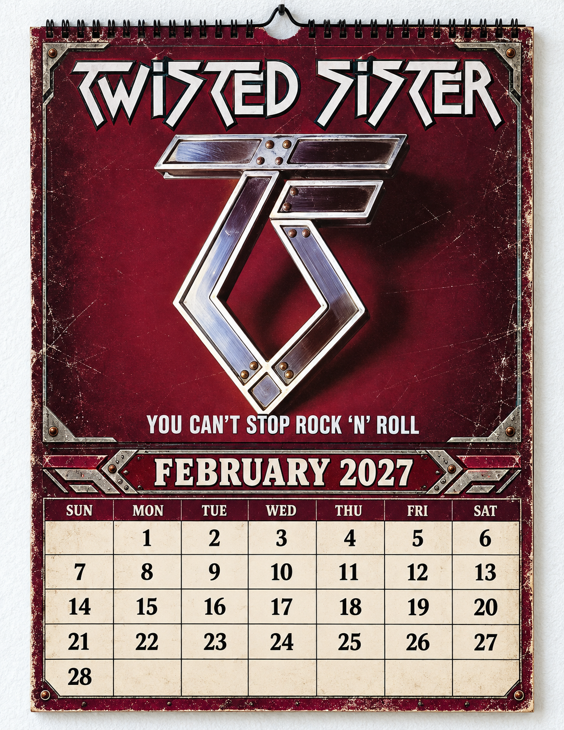 2027 Twisted Sister Album Covers Wall Calendar - Spiral Bound Vintage Heavy Metal Collector's Calendar - Unique Christmas Stocking Stuffer & Birthday Gift
