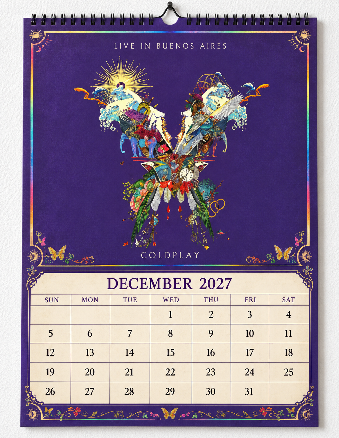 2027 Coldplay Album Covers Wall Calendar - Spiral Bound Vintage Alternative Rock Collector's Calendar - Unique Christmas Stocking Stuffer & Birthday Gift