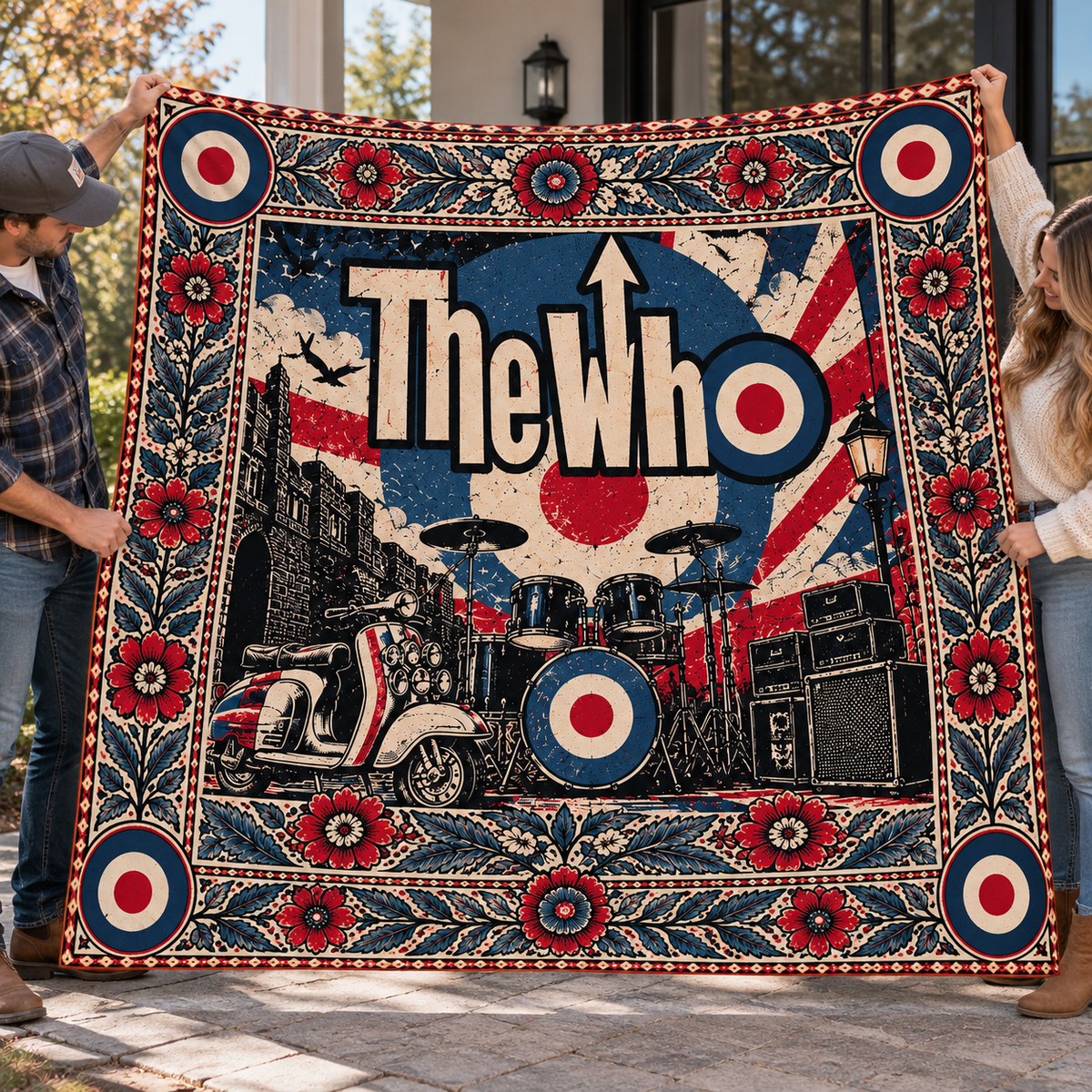 The Who Sherpa Throw Blanket - Mod Target & Scooter Drum Kit Soft Cover - British Classic Rock Band Fan Unique Gift Idea