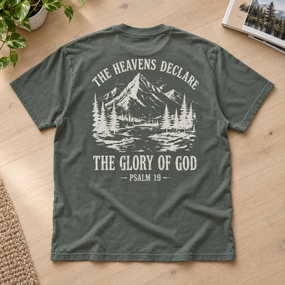 The Heavens Declare Psalm 19 Shirt, Vintage Christian Graphic Tee, Mountain Faith Shirt