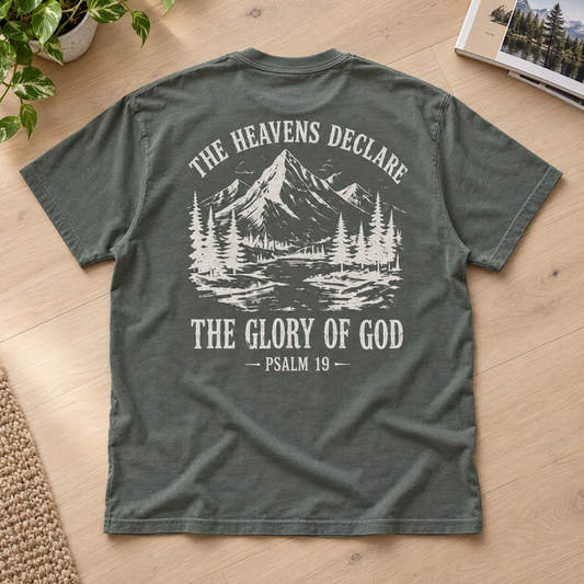 The Heavens Declare Psalm 19 Shirt, Vintage Christian Graphic Tee, Mountain Faith Shirt