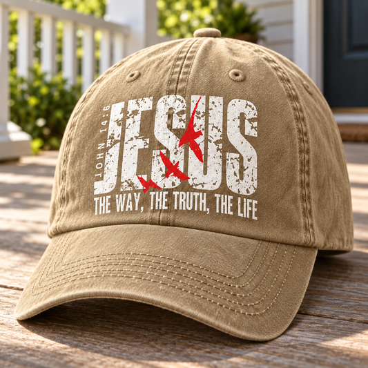 Jesus The Way The Truth The Life Vintage Washed Denim Cap – John 14:6 Christian Faith Dad Hat