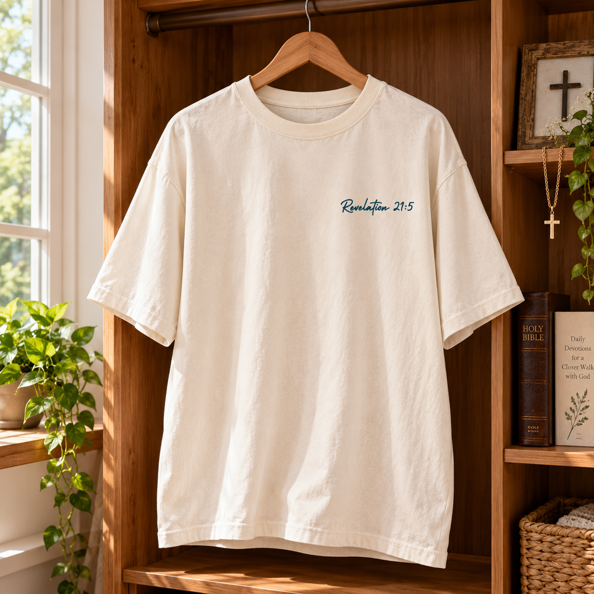 Jesus Makes Things New T-Shirt, Revelation 21:5 Christian Frog Life Cycle Front and Back Tee