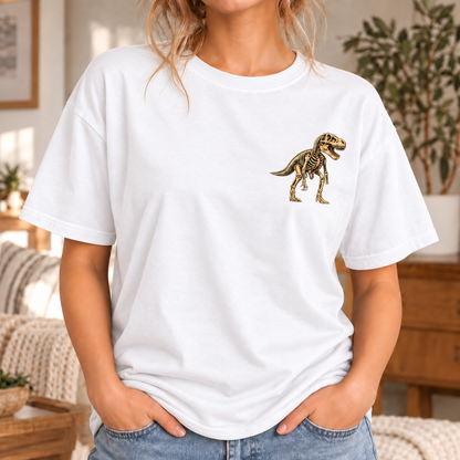 Dinosaurs Didn't Work Out T-Shirt - Funny Gym Dinosaur Skeleton Front and Back Graphic Tee