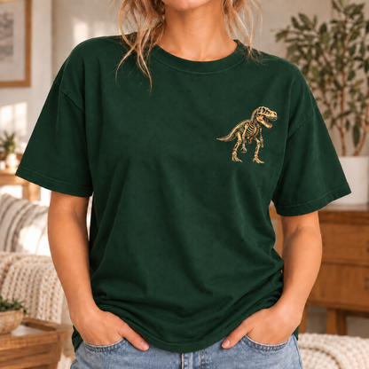 Dinosaurs Didn't Work Out T-Shirt - Funny Gym Dinosaur Skeleton Front and Back Graphic Tee