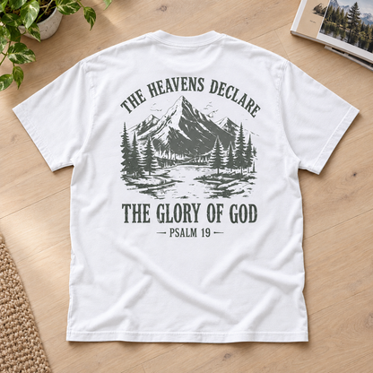 The Heavens Declare Psalm 19 Shirt, Vintage Christian Graphic Tee, Mountain Faith Shirt