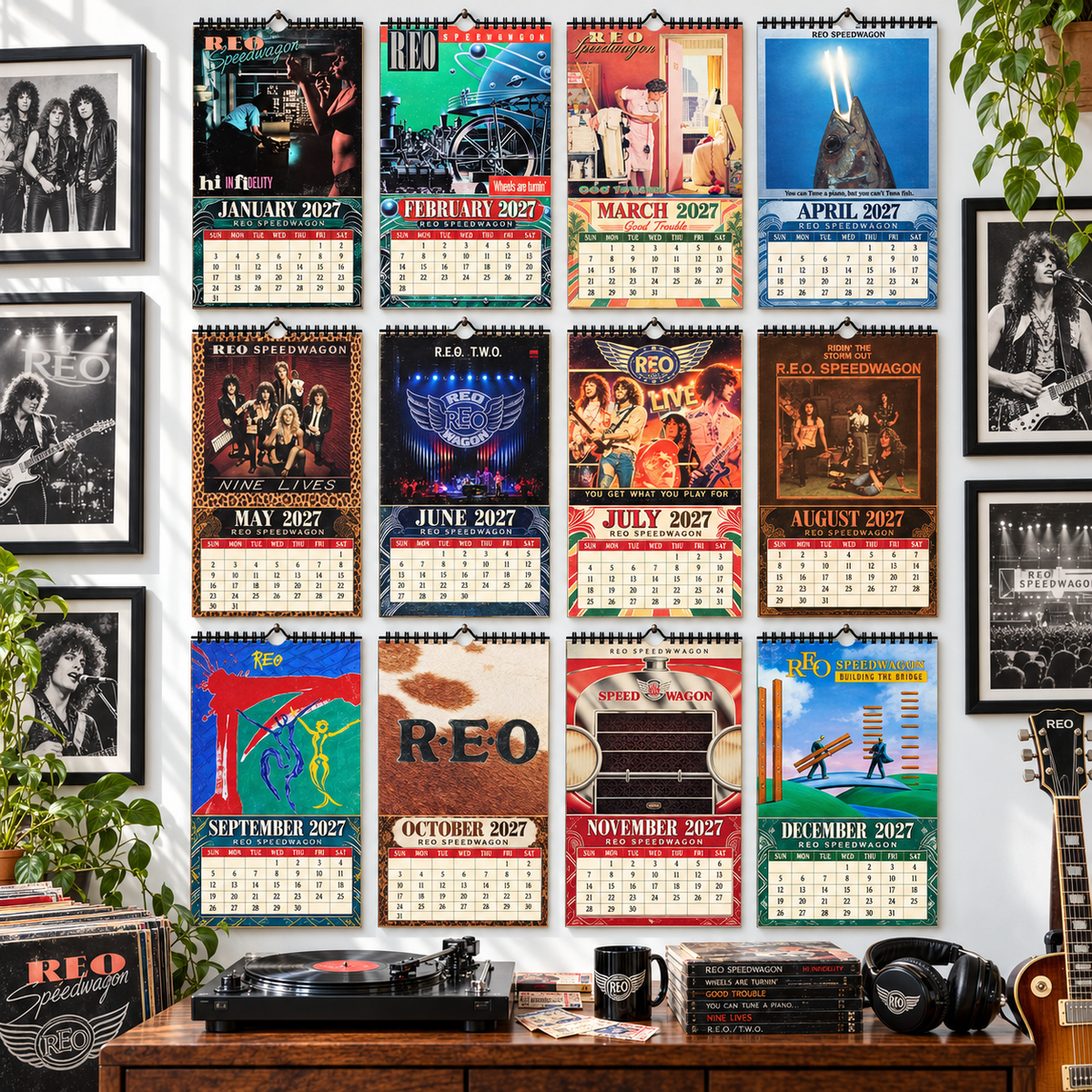 REO Speedwagon 2027 Wall Calendar - Album Cover Collage & Classic Rock Discography Art | Fan Gift & Hanging Decor