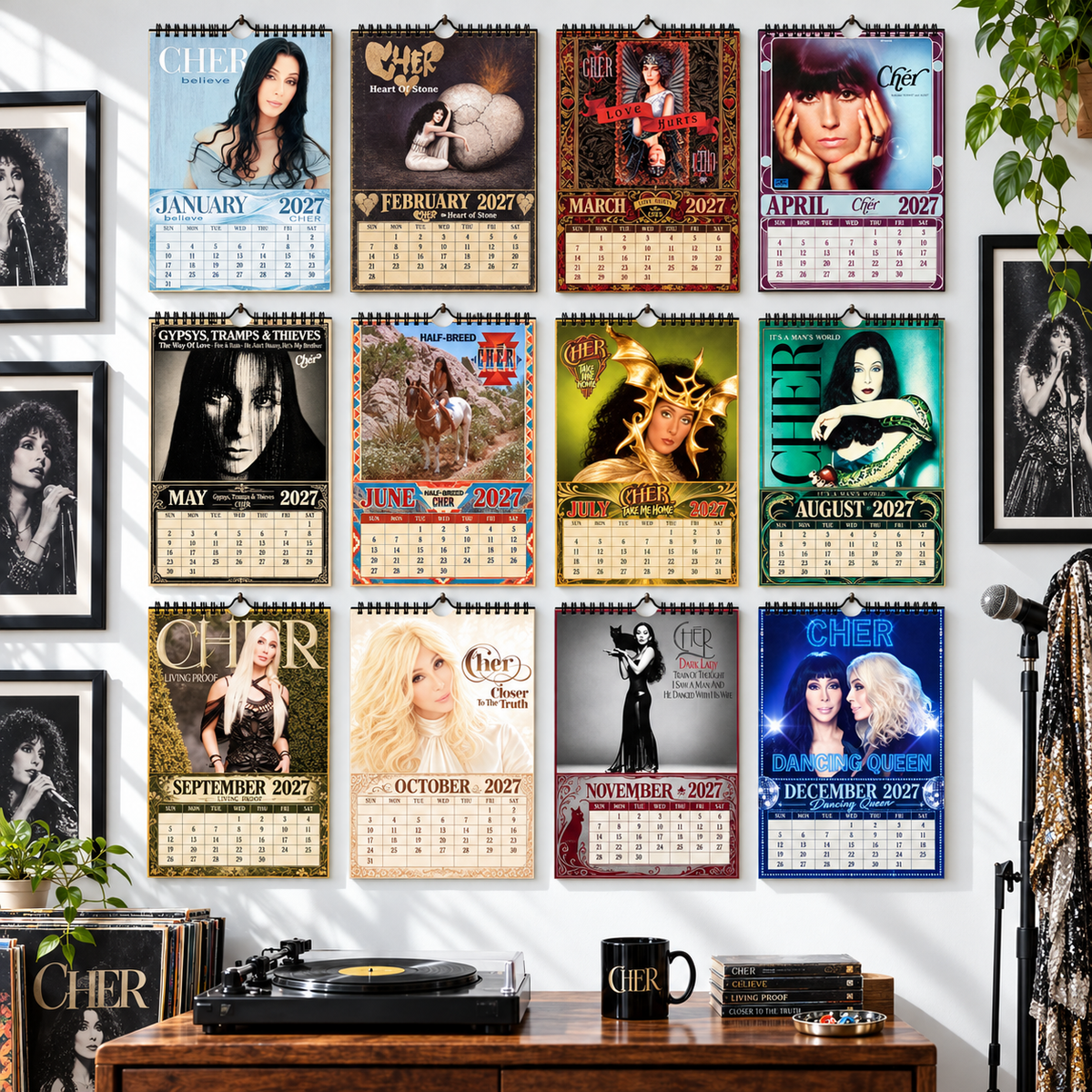 Cher 2027 Album Cover Calendar - Classic Art Wall Planner, Music Keepsake Fan Gift