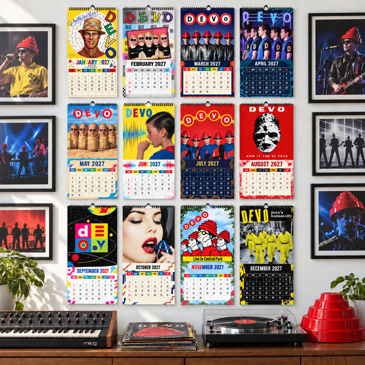 2027 DEVO Album Cover Wall Calendar – Retro 80s New Wave Music Calendar, Synth Punk Rock Band Decor, Nostalgic Gift for DEVO Fans