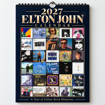 Elton John 2027 Wall Calendar - Classic Album Covers & Single Art Collage | 12-Month Music Memorabilia & Office Decor