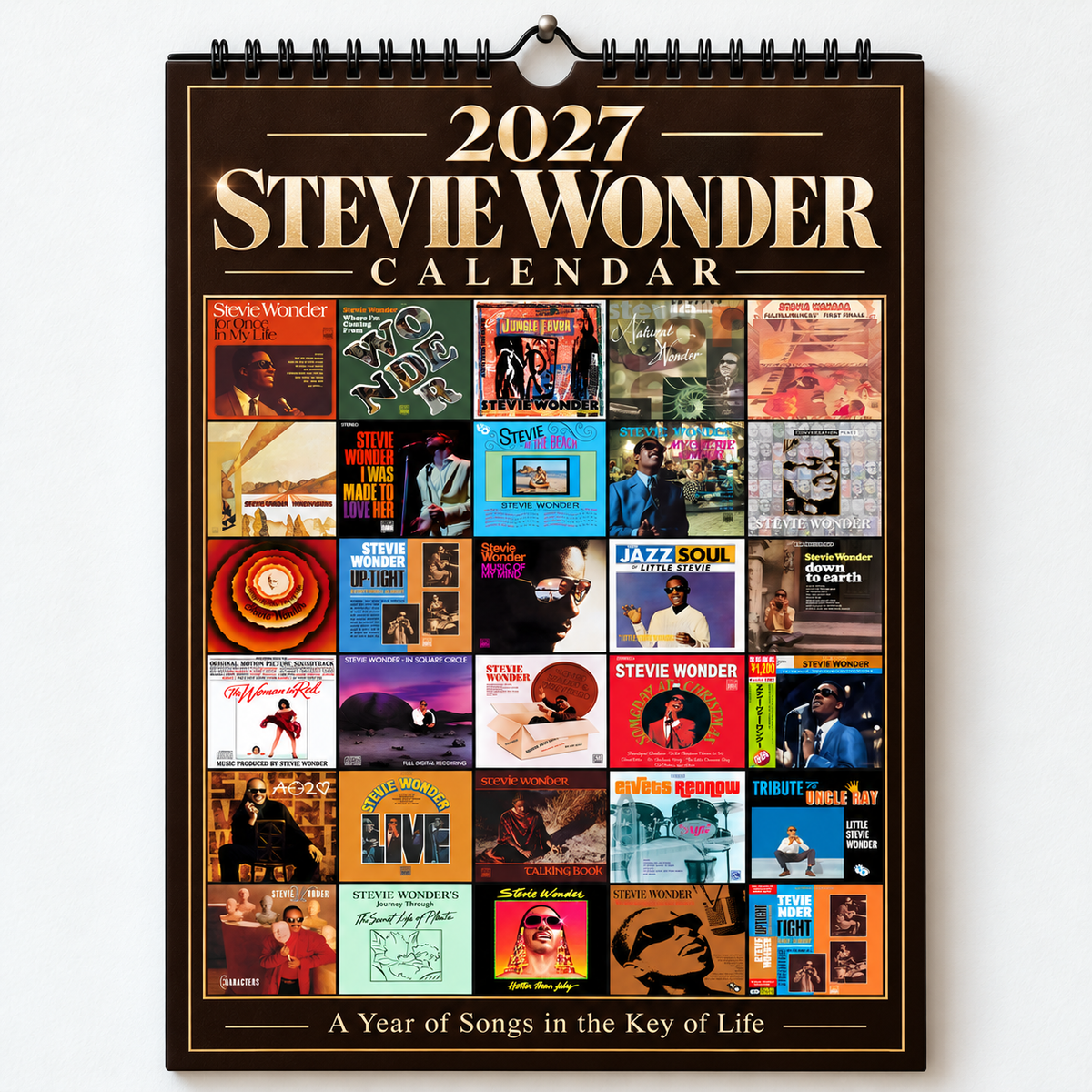 Stevie Wonder 2027 Wall Calendar - Album Cover Collage & Soul Discography Art | Premium Music Fan Gift & Hanging Decor