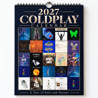 Coldplay 2027 Album Covers Calendar - 12 Month Hanging Wall Decor, Premium Music Fan Gift & Hanging Wall Decor