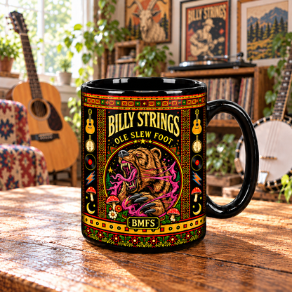 Billy Strings Bluegrass Mexican Folk Art Ceramic Coffee Mug - BMFS Goat & Bear Art Cup for Music Lovers Home Kitchen Decor