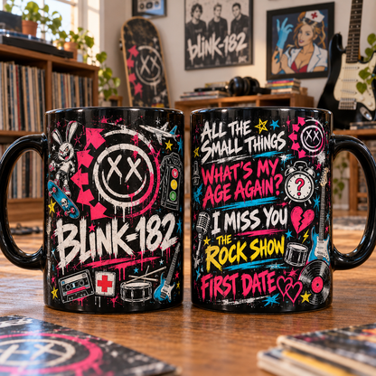 Blink-182 Graffiti Ceramic Mug – Pop Punk Band Logo Coffee Cup