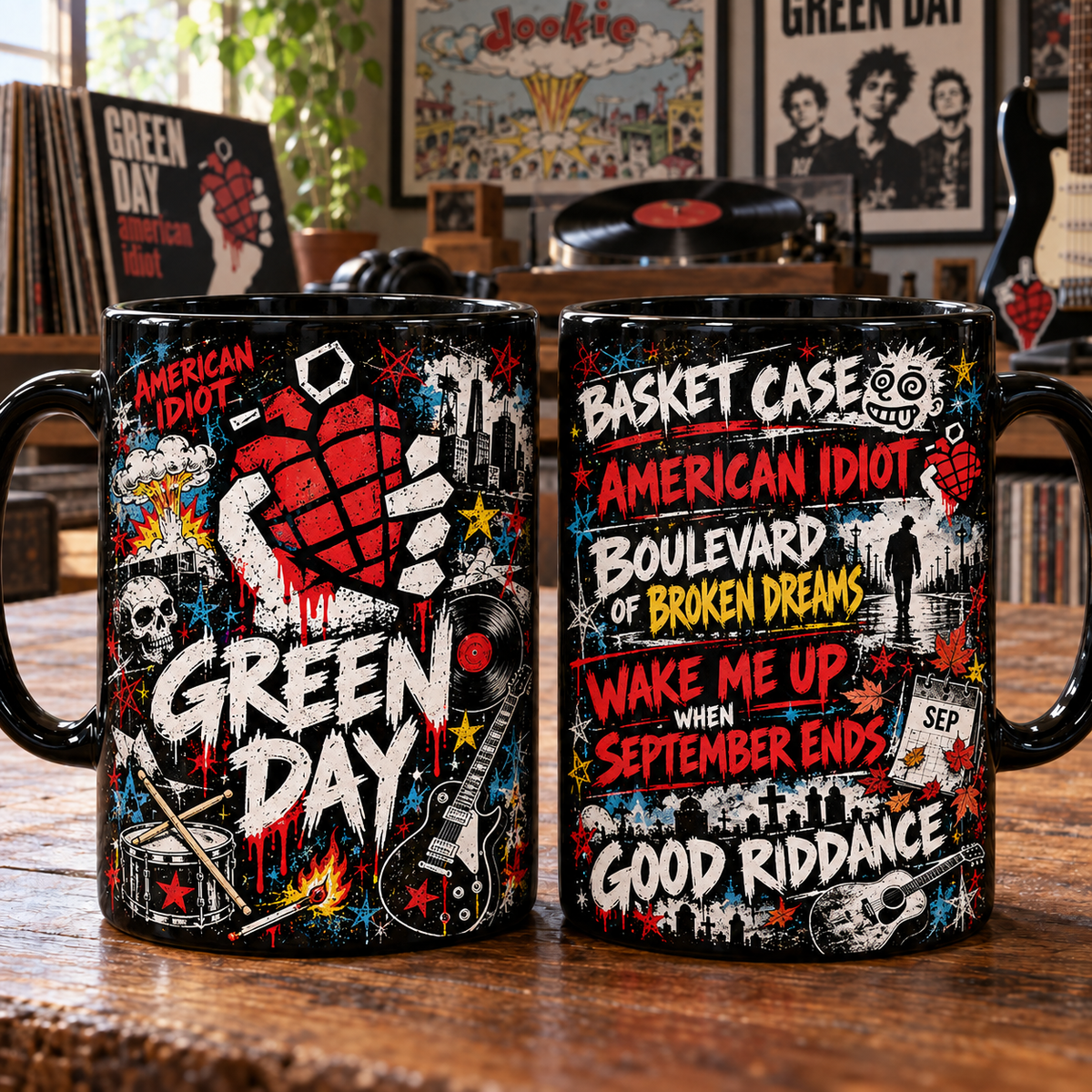 Green Day Rock Band Coffee Mug, Graffiti Punk Rock Gifts, Pop Punk Band Collectibles