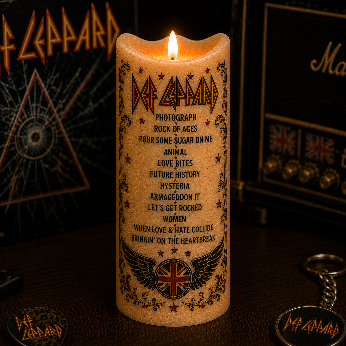 Def Leppard LED Flameless Candle –  Music Decorative Candle with Warm Flickering Light