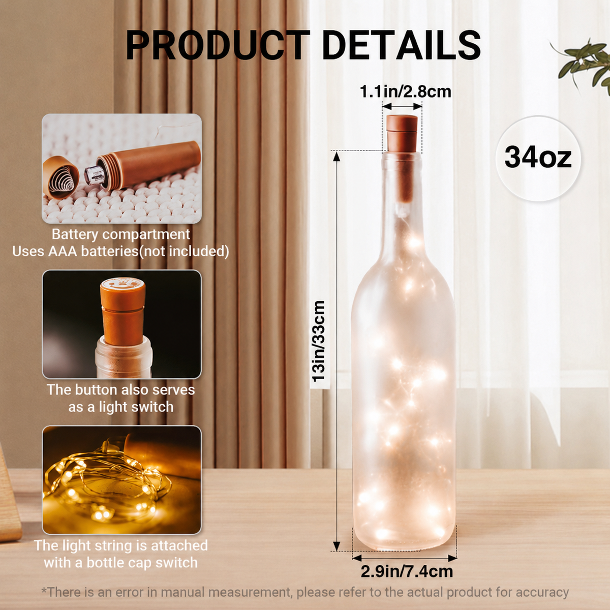 Billy Strings Nordic Folk Art Bottle Lamp – Bluegrass Music LED Light, Mountain Goat & Forest Design, Rustic Scandinavian Home Decor, Unique Gift for Fans