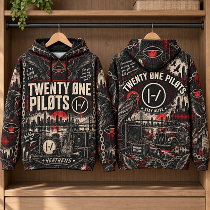 Twenty One Pilots Heavydirtysoul Hoodie – Blurryface Inspired Rock Pullover, Alternative Music Fan Gift