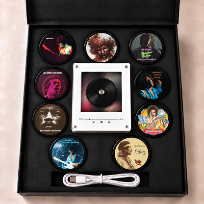 Jimi Hendrix MagTune Mini CD Player Light - Premium Psychedelic Rock Merchandise, Album Art LED Night Light Tabletop Decor Fan Gift