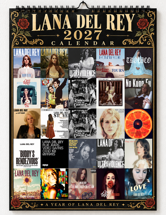 Lana Del Rey 2027 Wall Calendar - Vintage Floral Eras Discography Art Calendar for Lana Fans