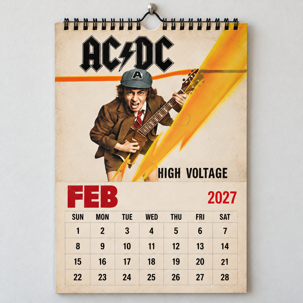 AC/DC 2027 Calendar - Classic Hard Rock Band Wall Planner, Unique Gift for AC/DC Fans