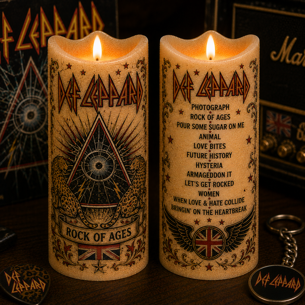Def Leppard LED Flameless Candle –  Music Decorative Candle with Warm Flickering Light