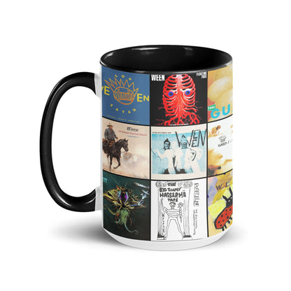 Ween Black Two-Tone Accent Coffee Mug - Classic Rock Band Album Covers Collage Mug