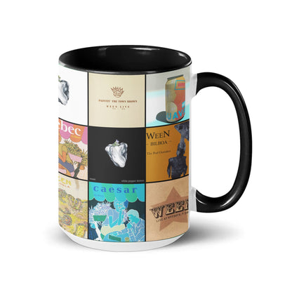 Ween Black Two-Tone Accent Coffee Mug - Classic Rock Band Album Covers Collage Mug