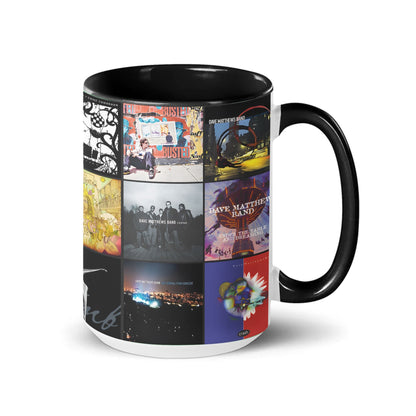 Dave Matthews Band Black Two-Tone Accent Coffee Mug - Classic Rock Band Album Covers Collage Mug