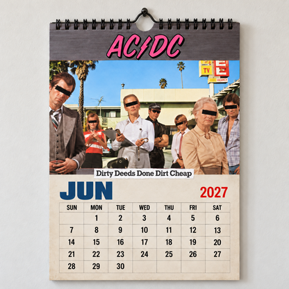 AC/DC 2027 Calendar - Classic Hard Rock Band Wall Planner, Unique Gift for AC/DC Fans