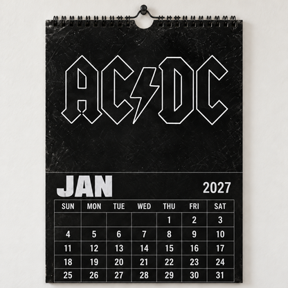 AC/DC 2027 Calendar - Classic Hard Rock Band Wall Planner, Unique Gift for AC/DC Fans