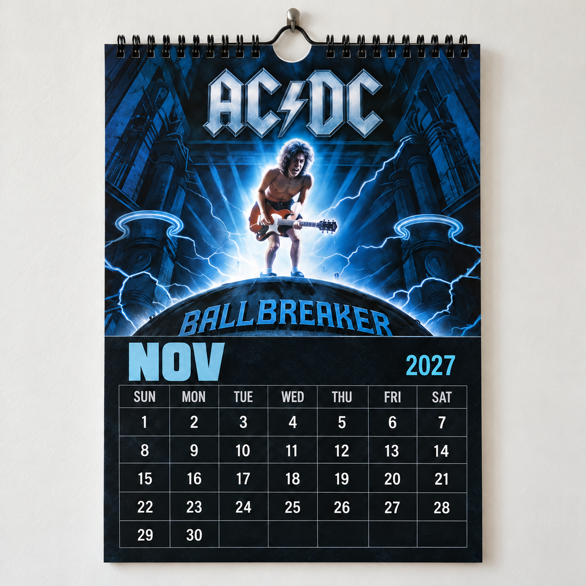 AC/DC 2027 Calendar - Classic Hard Rock Band Wall Planner, Unique Gift for AC/DC Fans