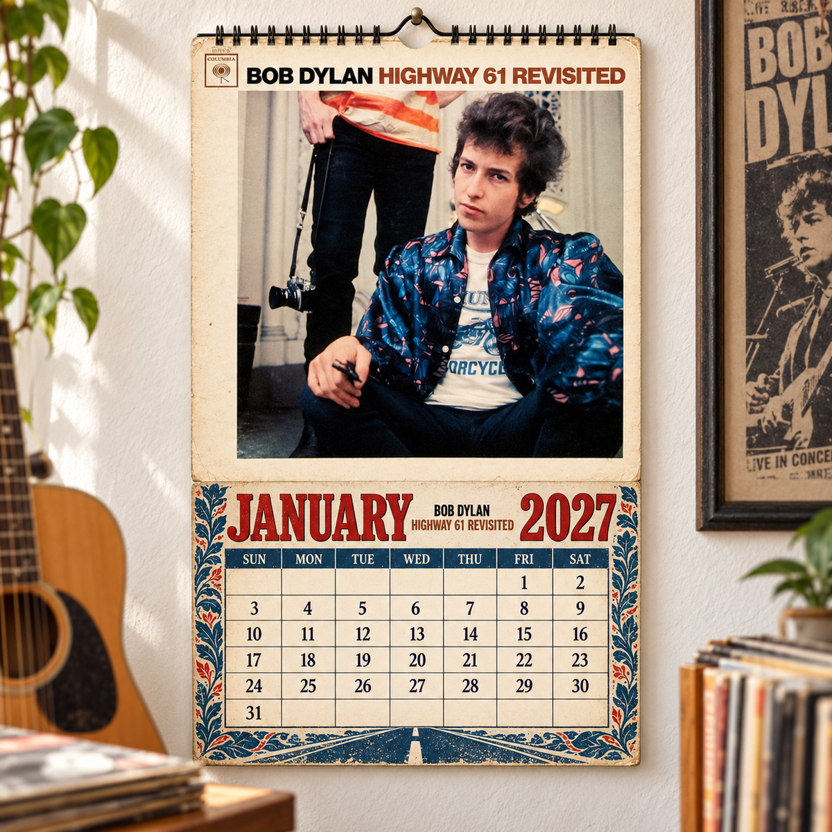 Bob Dylan 2027 Album Cover Calendar - Classic Art Wall Planner, Music Keepsake Fan Gift