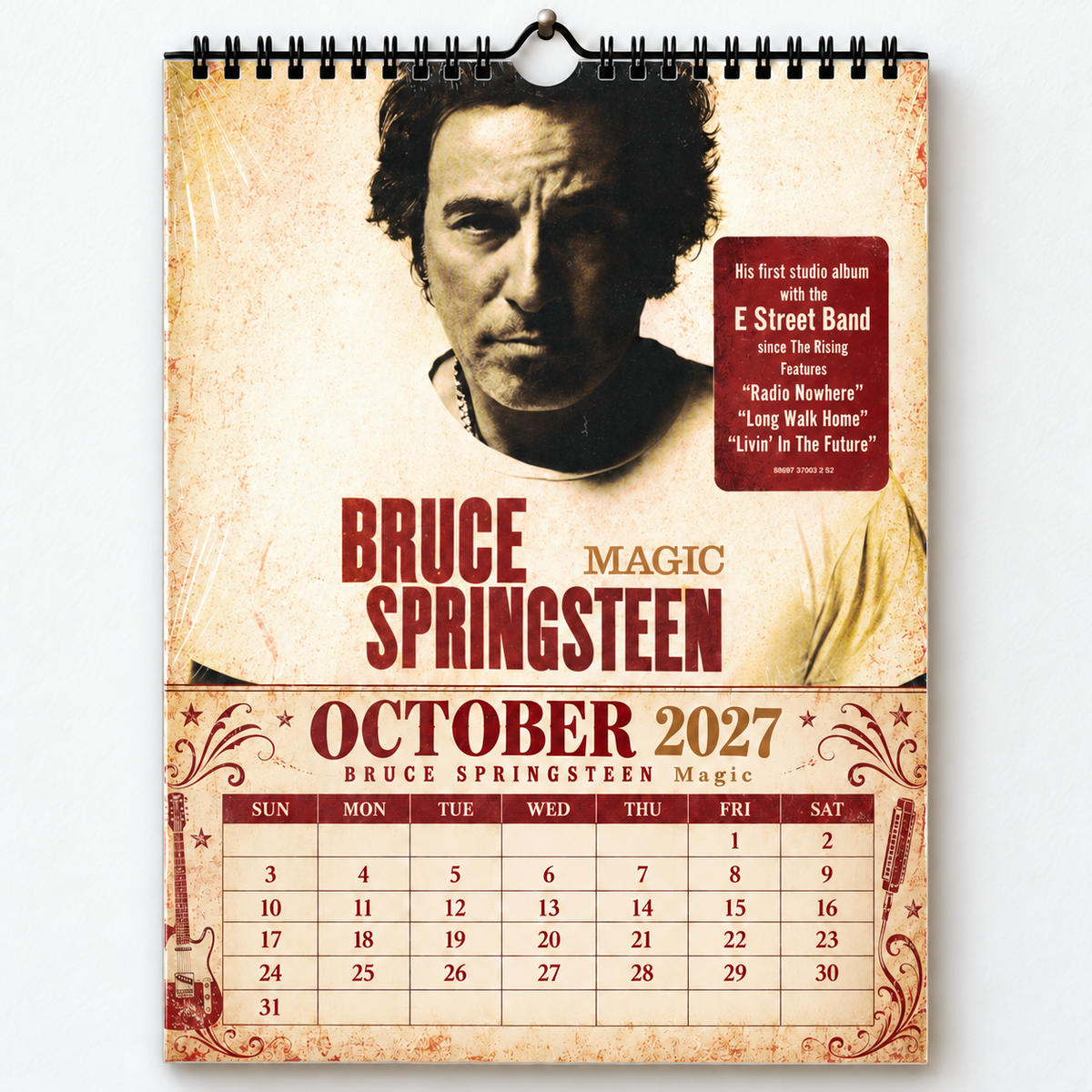 Bruce Springsteen 2027 Album Cover Calendar - Classic Art Wall Planner, Music Keepsake Fan Gift